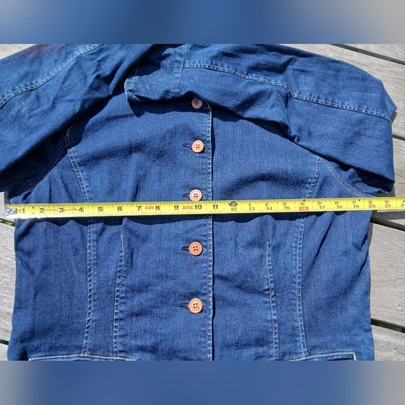 Ralph Lauren Jeans Jacket Womens 14 Blue Denim Flared Sleeves Stretch LRL Blazer - Picture 6 of 11